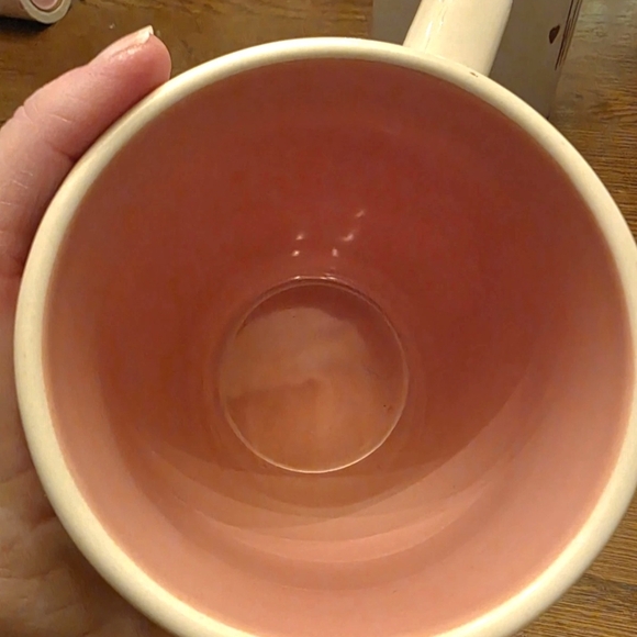 Rae Dunn Cream 'Blessed' Mug With Pink Interior. - Picture 3 of 3